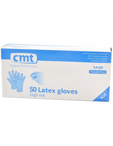 Latex Gloves High Risk Blue Powder Free 50 pieces (CMT)