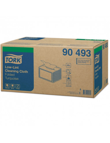 Tork Low-Lint work cloth, 1-ply turquoise, 38.5 x 19.3 cm, box